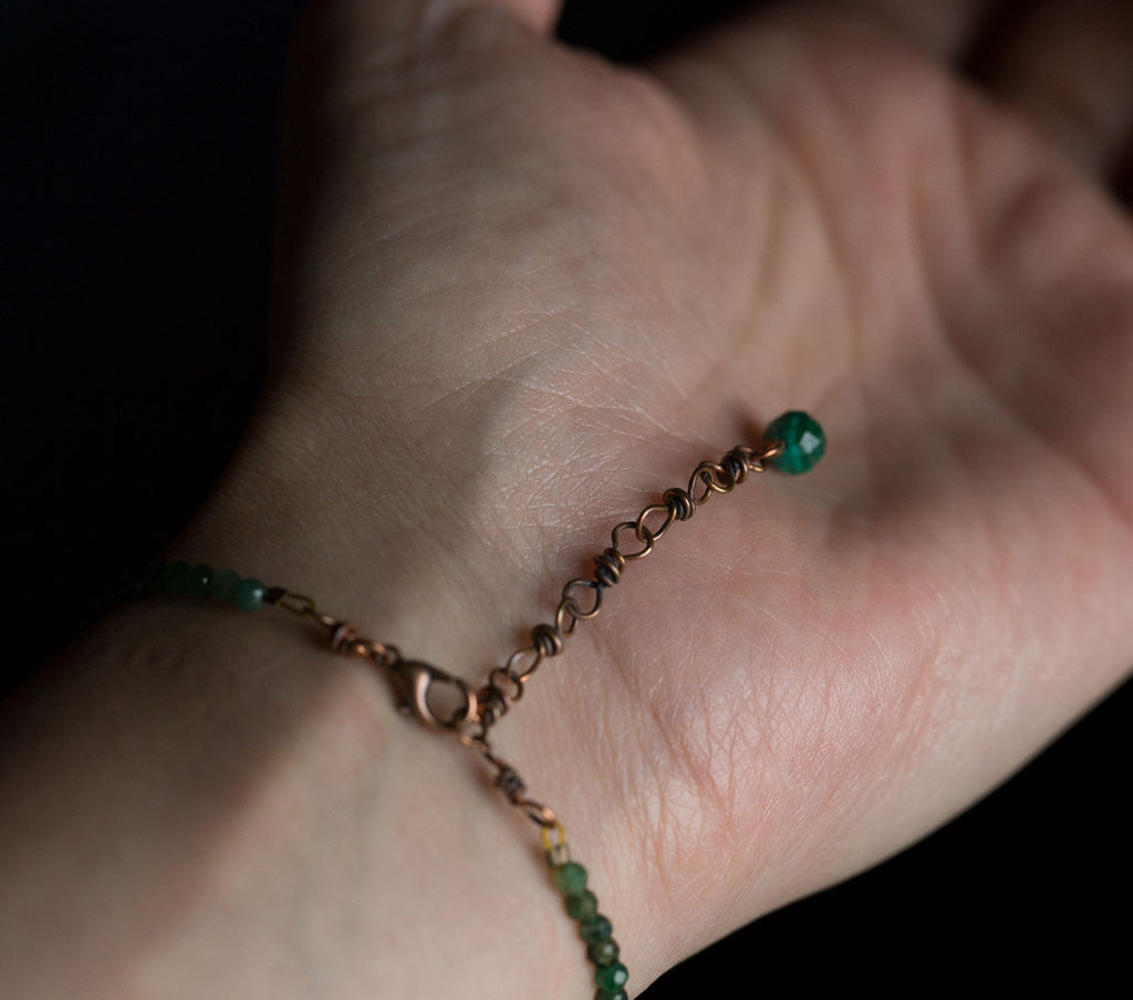 Bransoletka z lunulą, malachitem i turmalinem