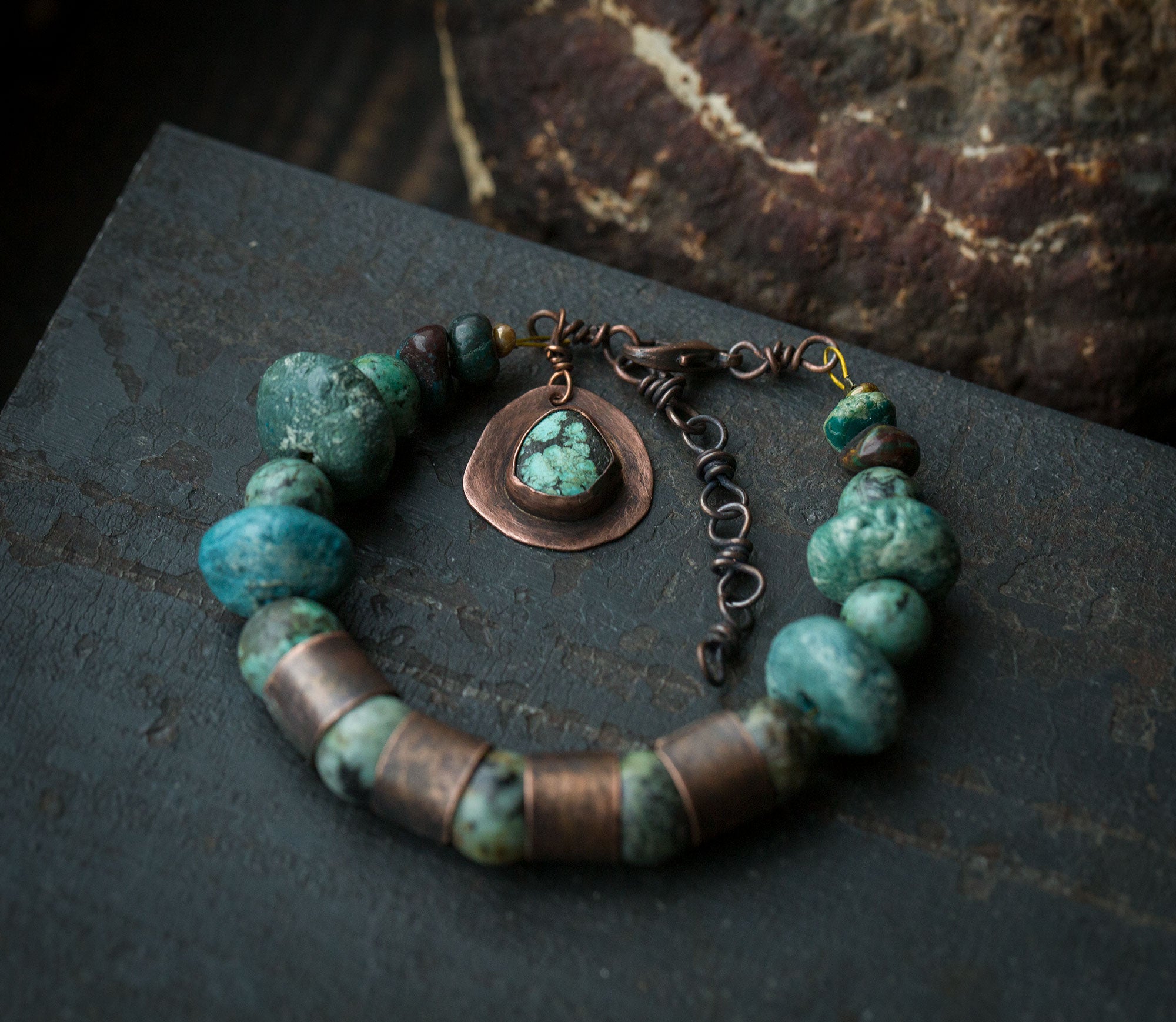 Bransoletka w turkusach, z turkusami i chryzokolą