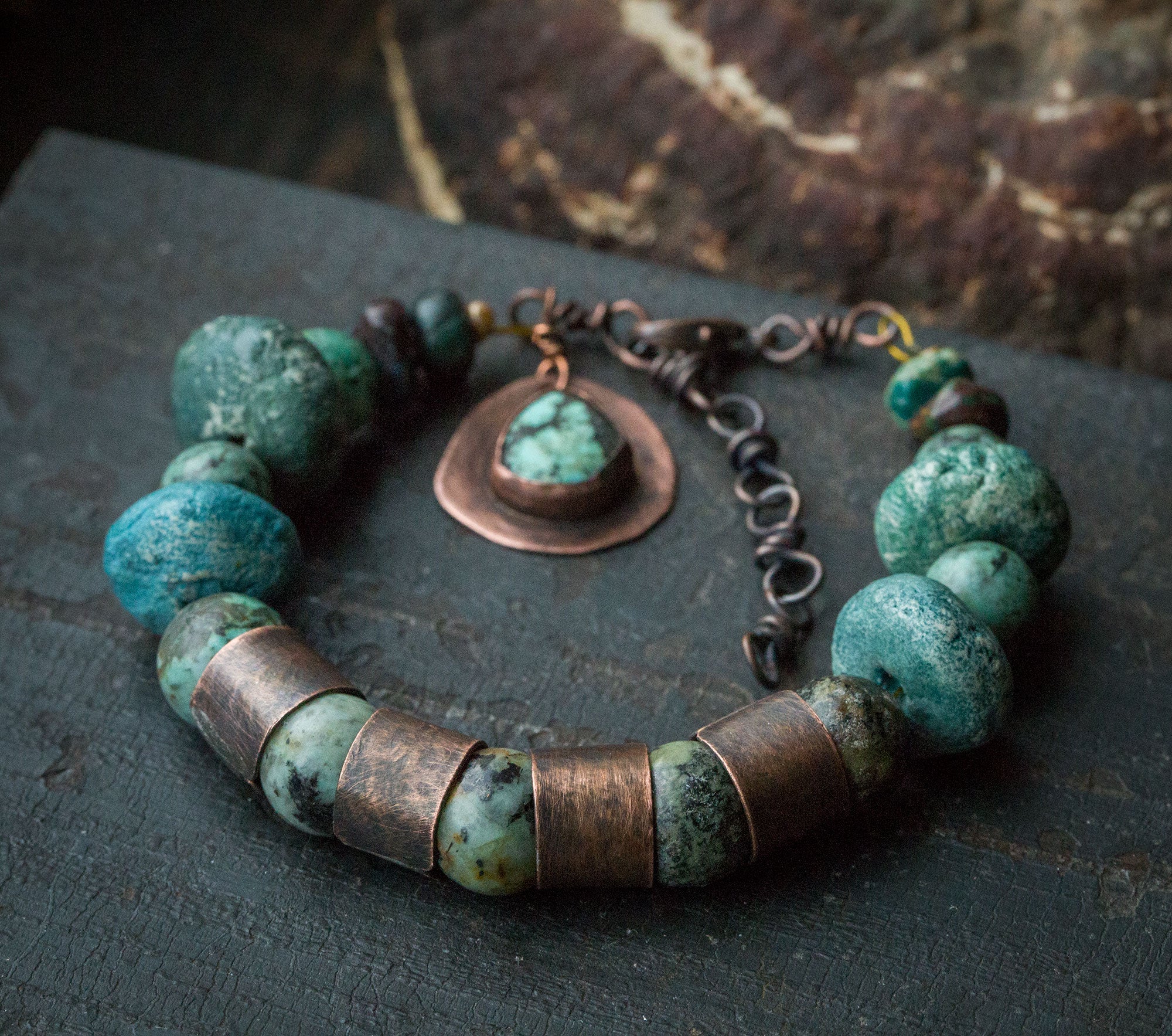 Bransoletka w turkusach, z turkusami i chryzokolą