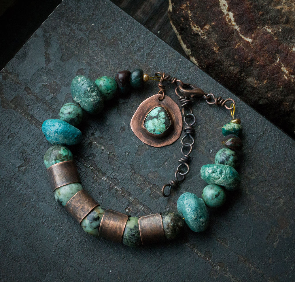 Bransoletka w turkusach, z turkusami i chryzokolą