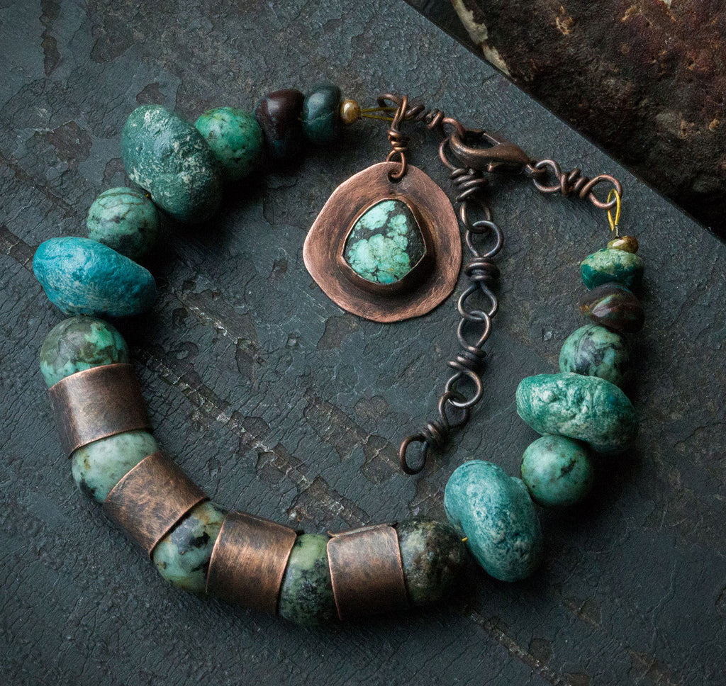 Bransoletka w turkusach, z turkusami i chryzokolą