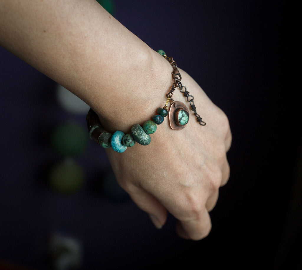Bransoletka w turkusach, z turkusami i chryzokolą