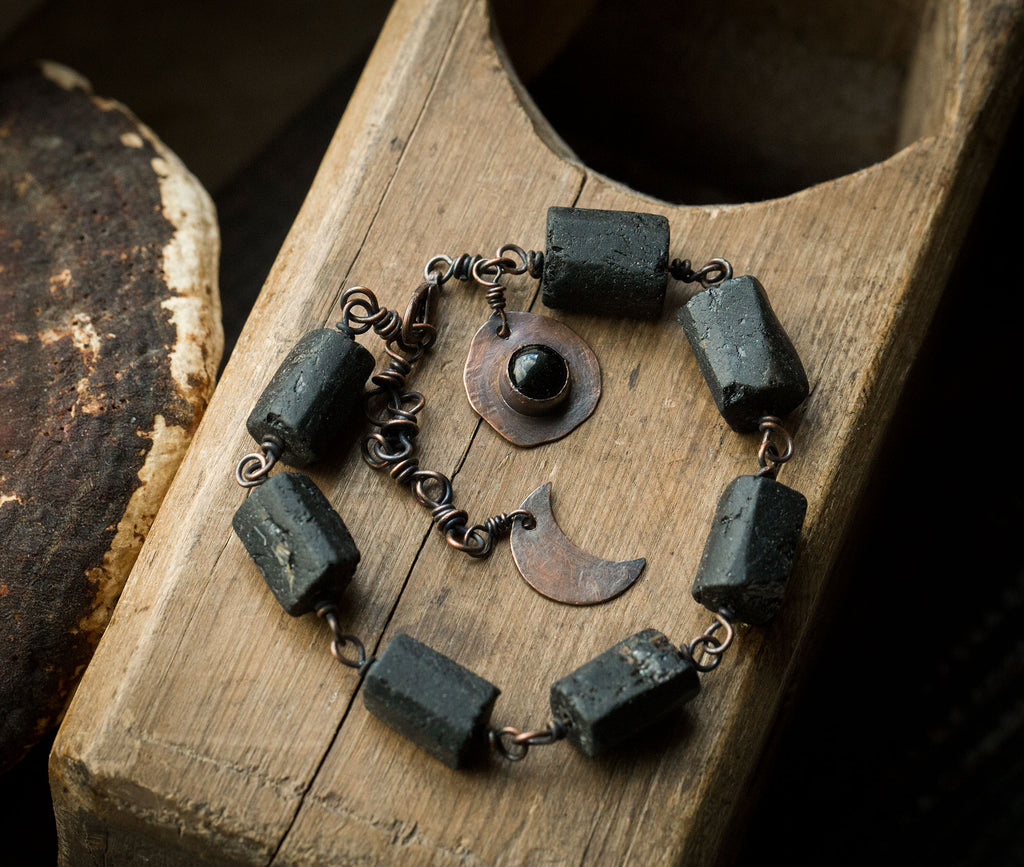 Bransoletka z czarnym turmalinem i obsydianem