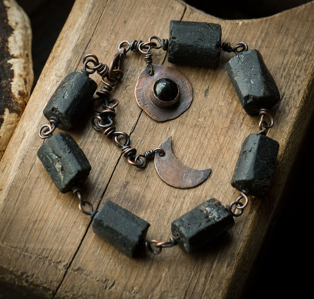 Bransoletka z czarnym turmalinem i obsydianem