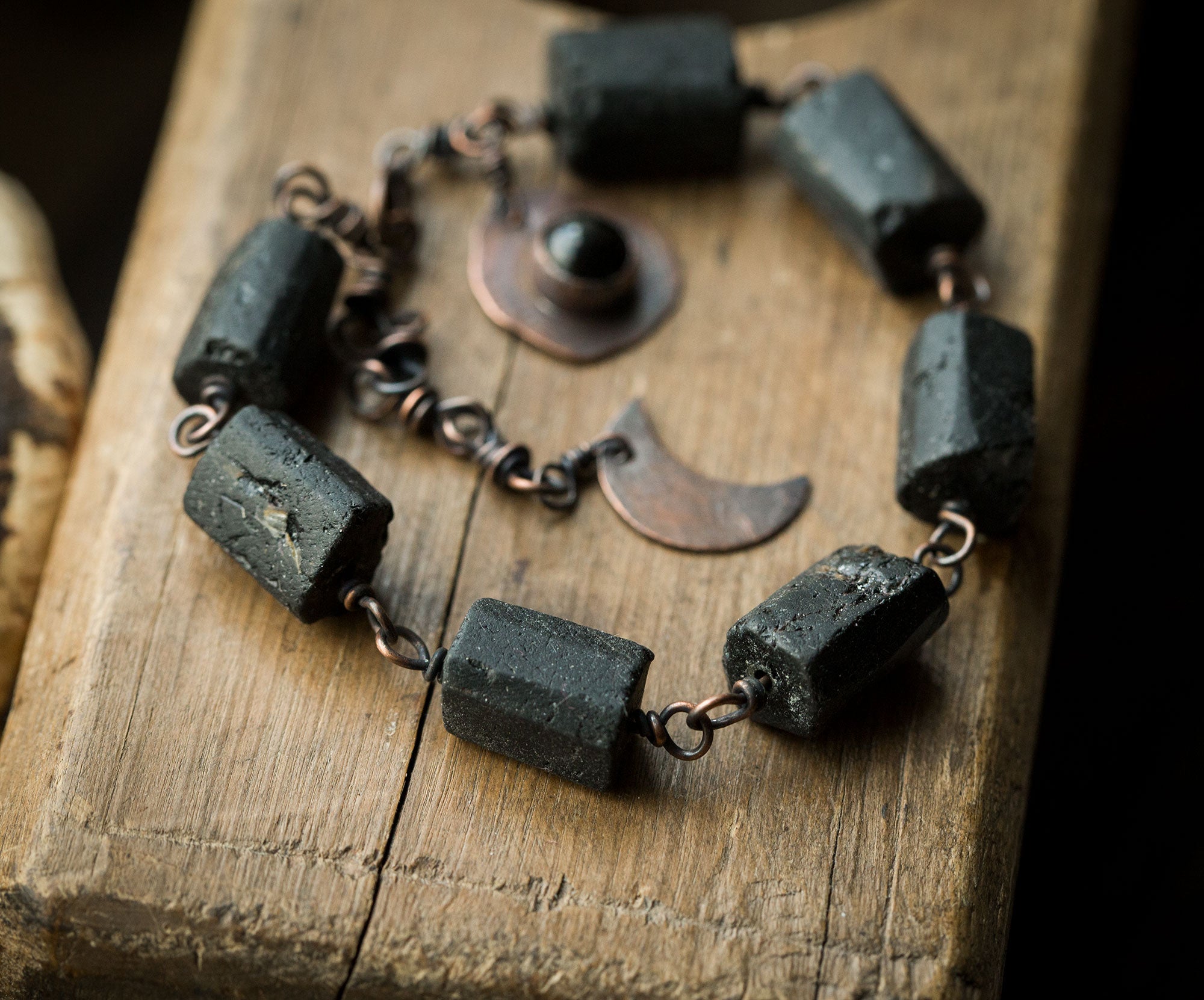 Bransoletka z czarnym turmalinem i obsydianem