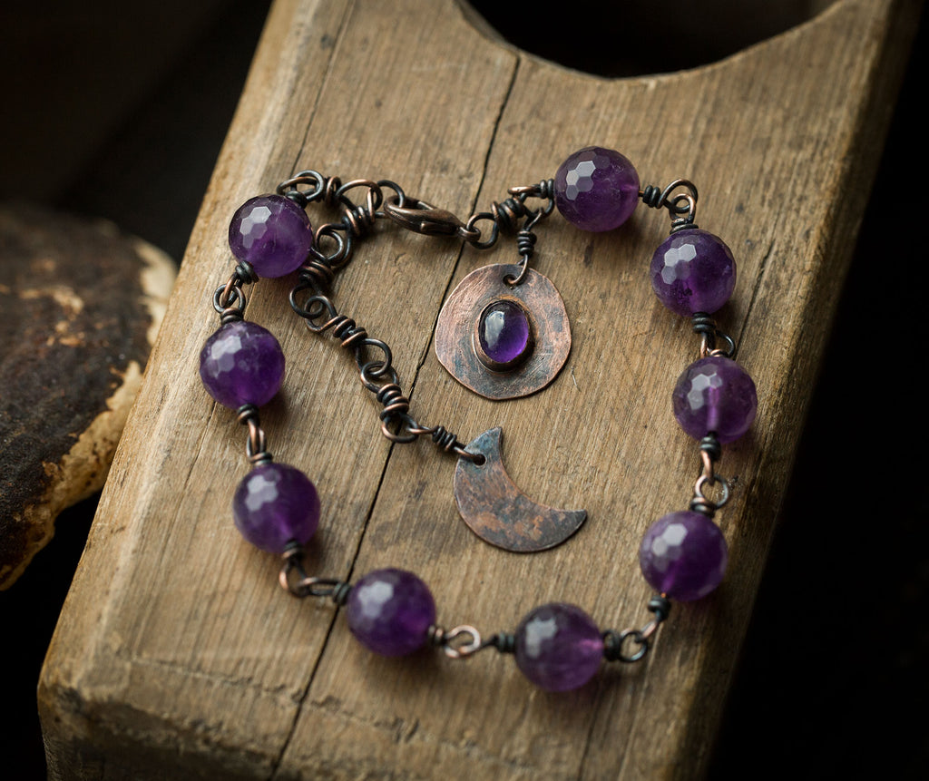 Księżycowa bransoletka z ametystem