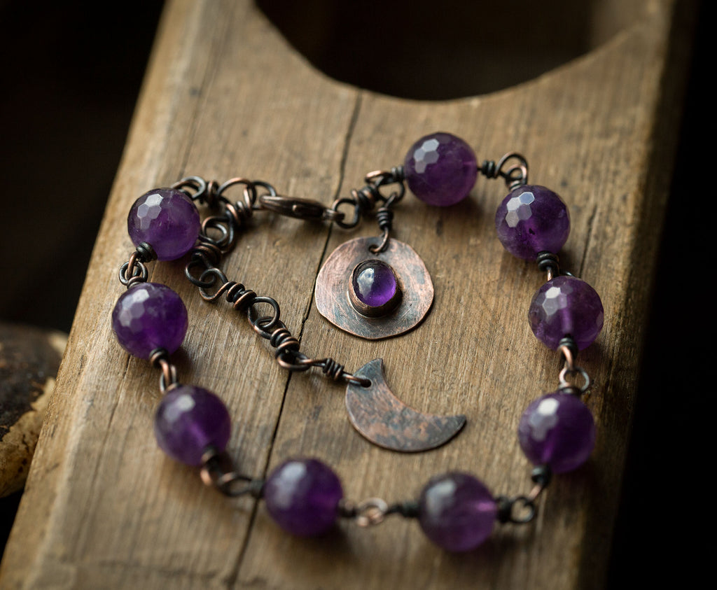 Księżycowa bransoletka z ametystem