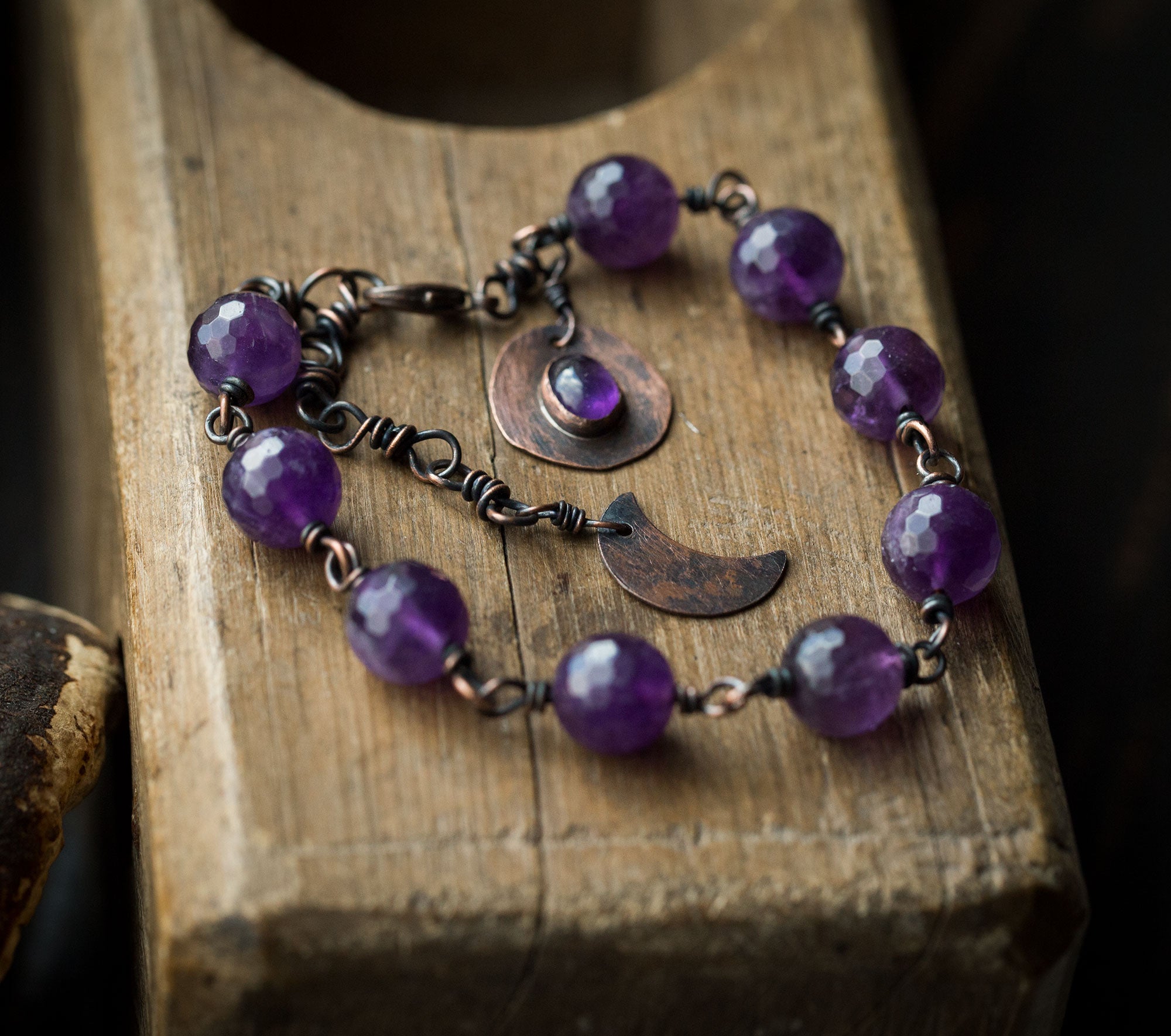 Księżycowa bransoletka z ametystem