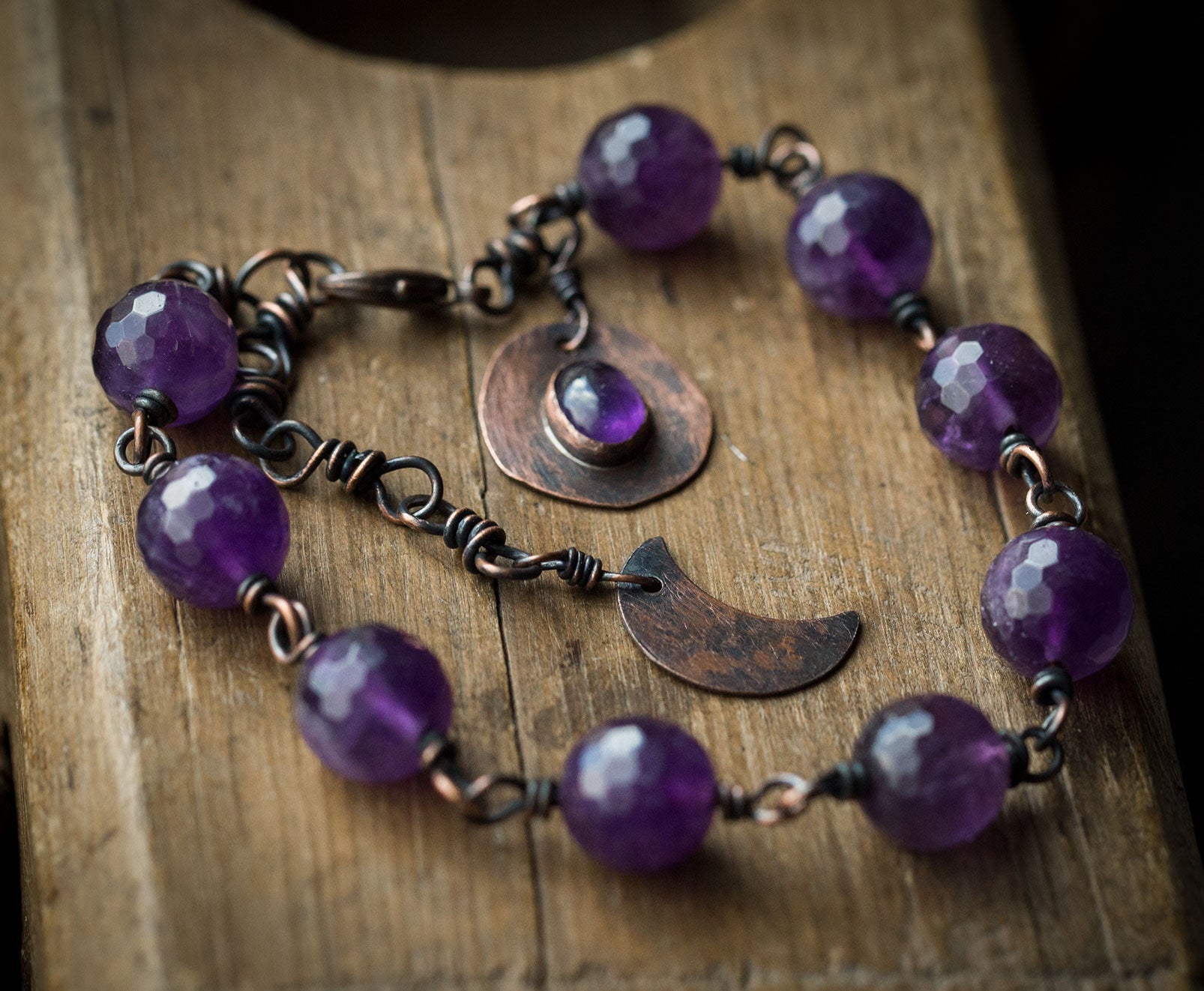 Księżycowa bransoletka z ametystem