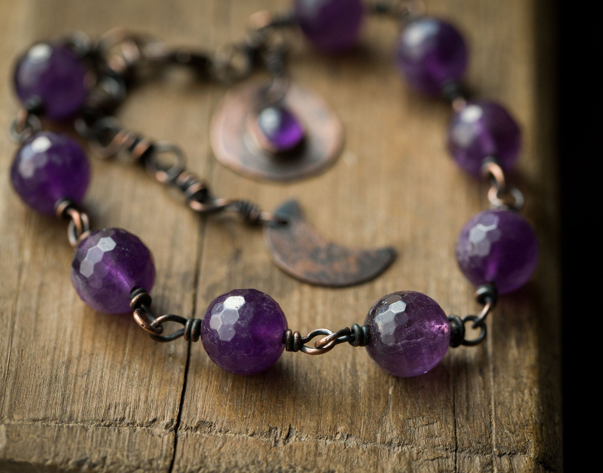 Księżycowa bransoletka z ametystem