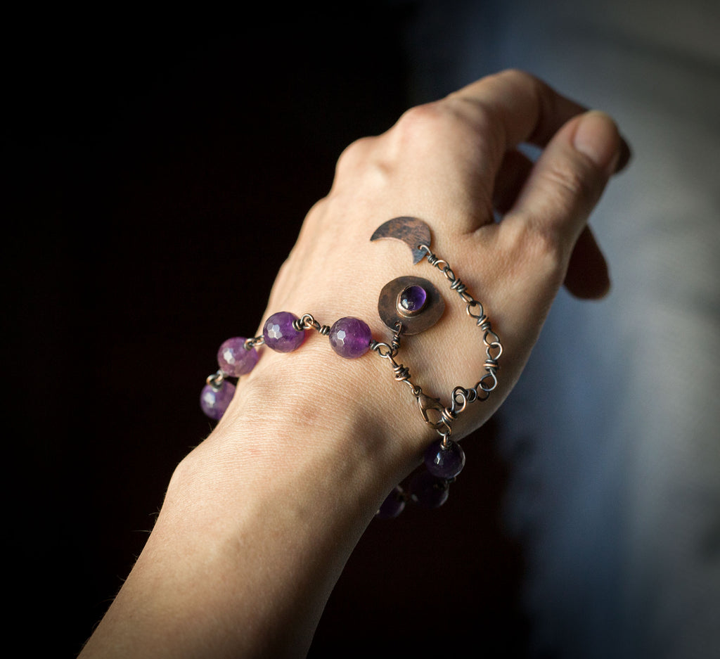 Księżycowa bransoletka z ametystem