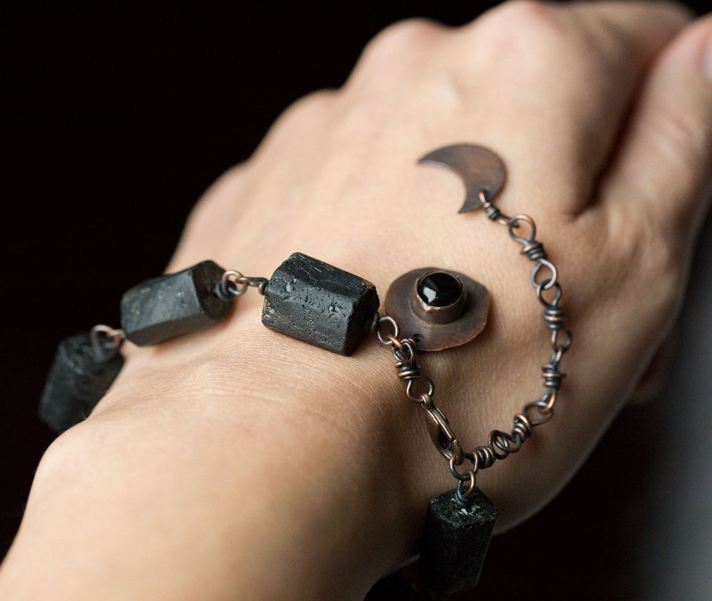 Bransoletka z czarnym turmalinem i obsydianem