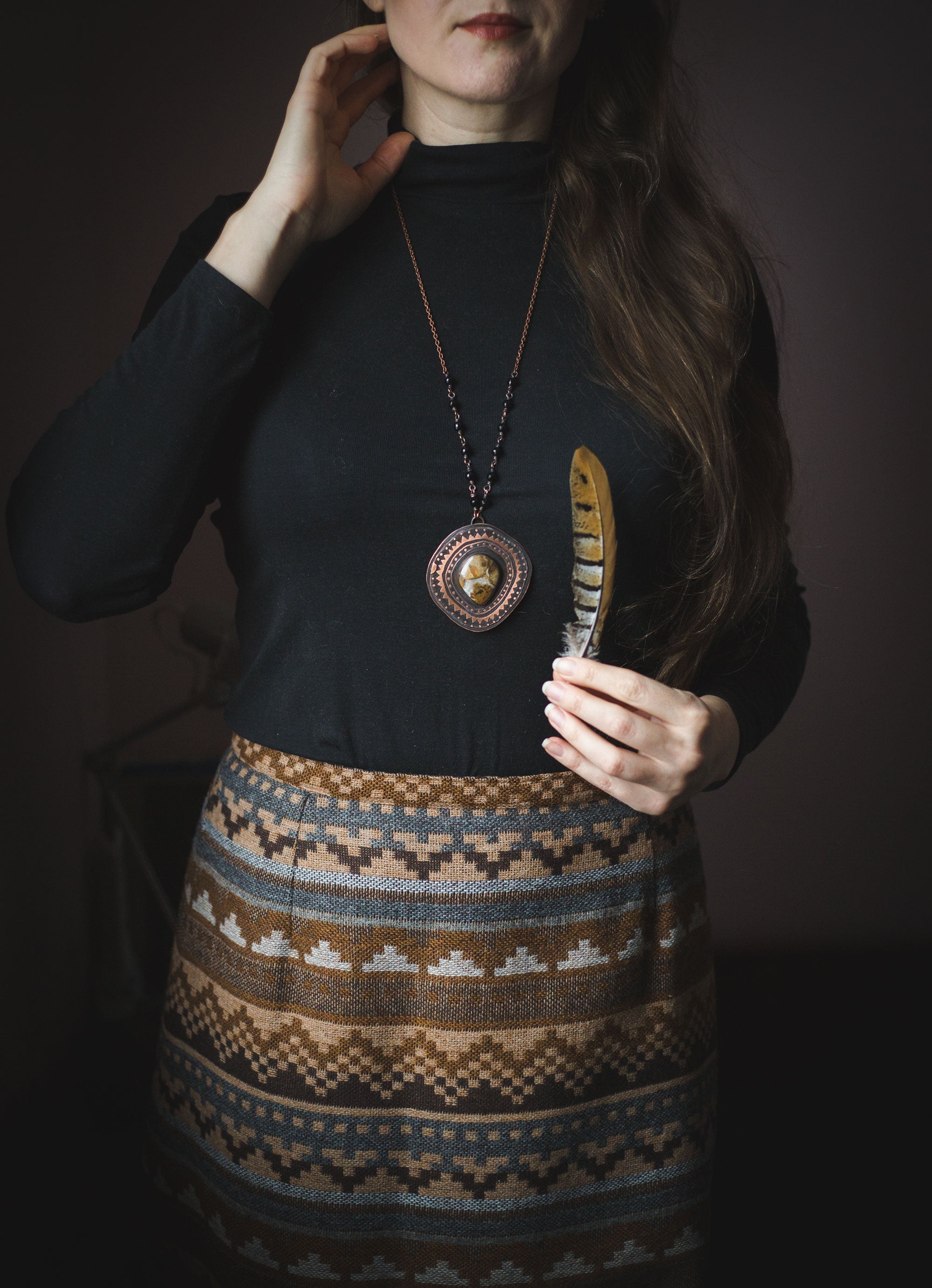 Naszyjnik z jaspisem, kwarcem i onyksem